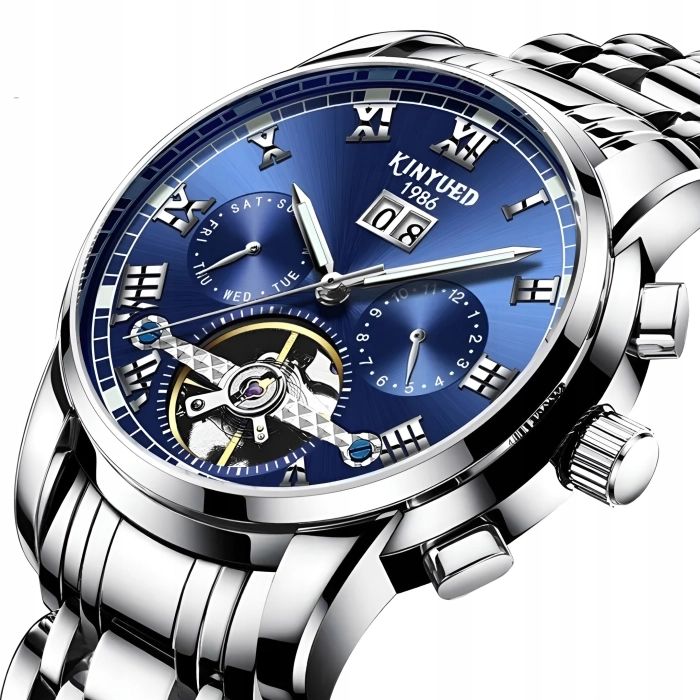 Zegarek mechaniczny automatyczny Kinyued - luksusowy z bransoletą + Pudełko (Czarny)