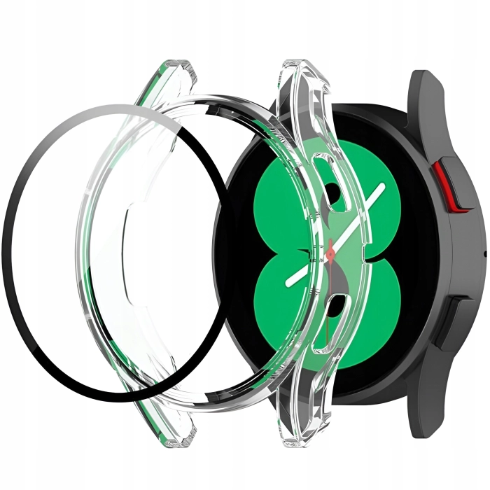 Etui + szkło do Samsung Galaxy Watch 4/5 44mm - Odporny case 2w1 (Czerwone)