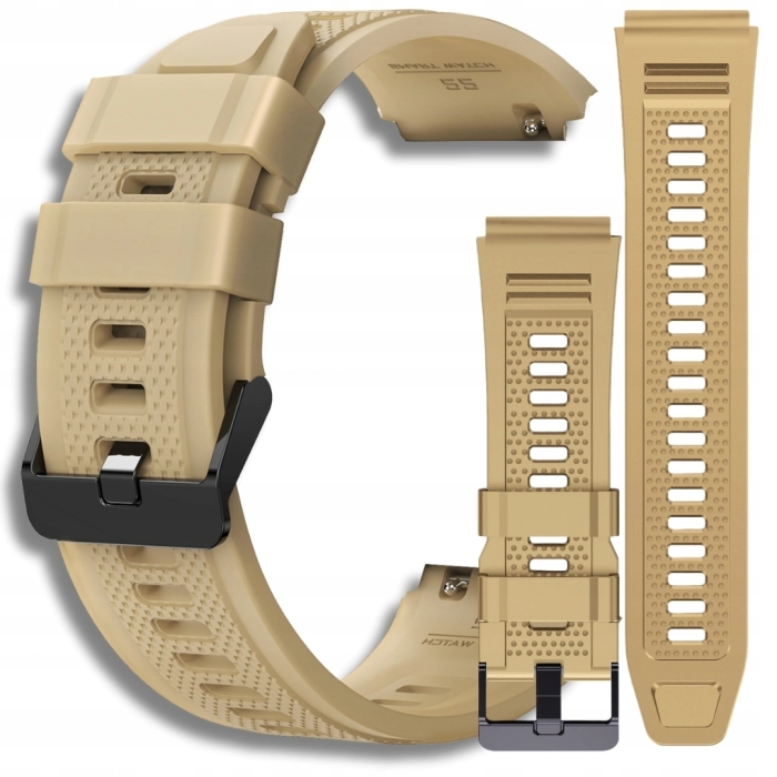 Pasek silikonowy do smartwatcha uniwersalny 22mm + teleskopy (Beżowy)
