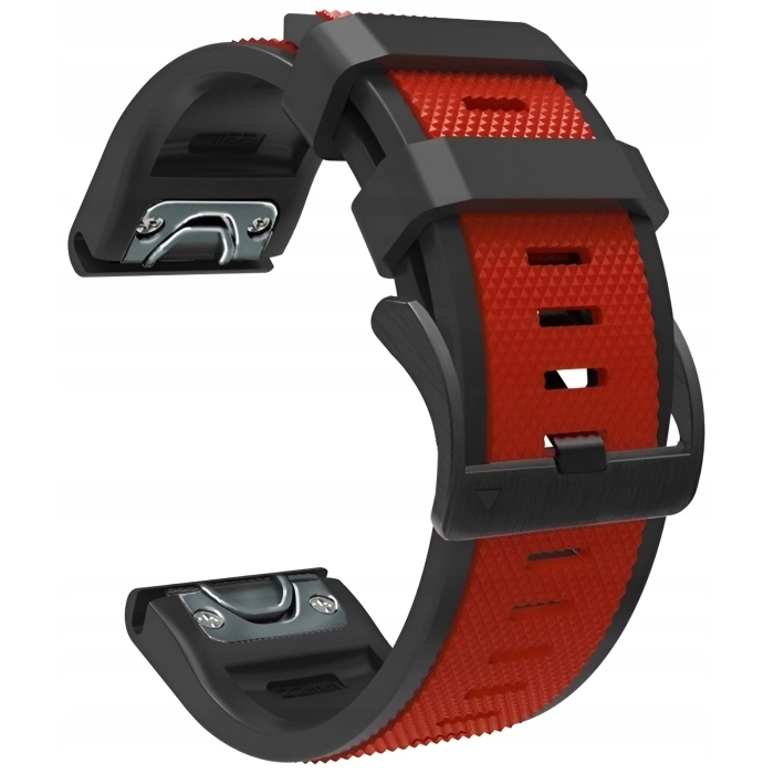 Pasek silikonowy Quickfit 26 mm do Garmin Fenix 3 HR 5X 6X 7X PRO SOLAR (Czerwony w środku)