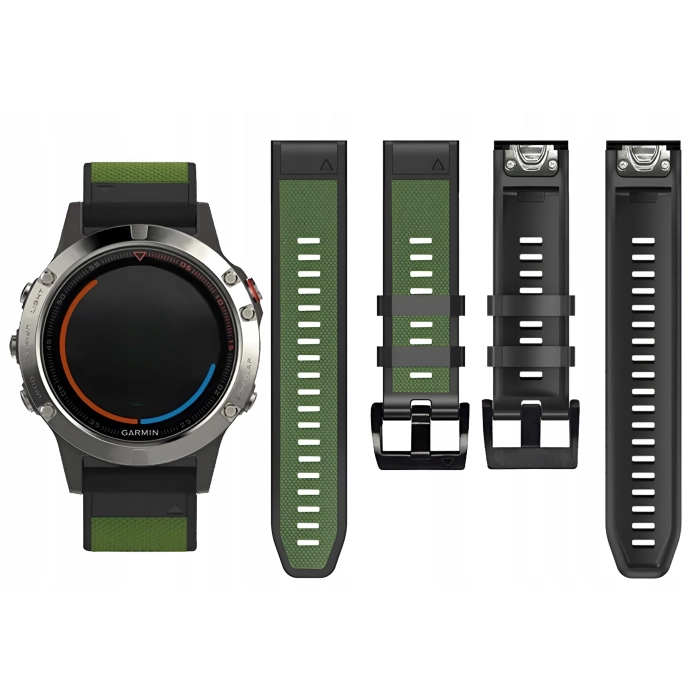 Pasek silikonowy Quickfit 26 mm do Garmin Fenix 3 HR 5X 6X 7X PRO SOLAR (Ciemno-zielony)