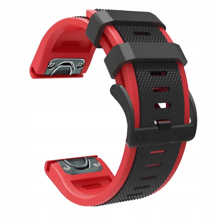 Pasek silikonowy Quickfit 26 mm do Garmin Fenix 3 HR 5X 6X 7X PRO SOLAR (Czarno-czerwony)