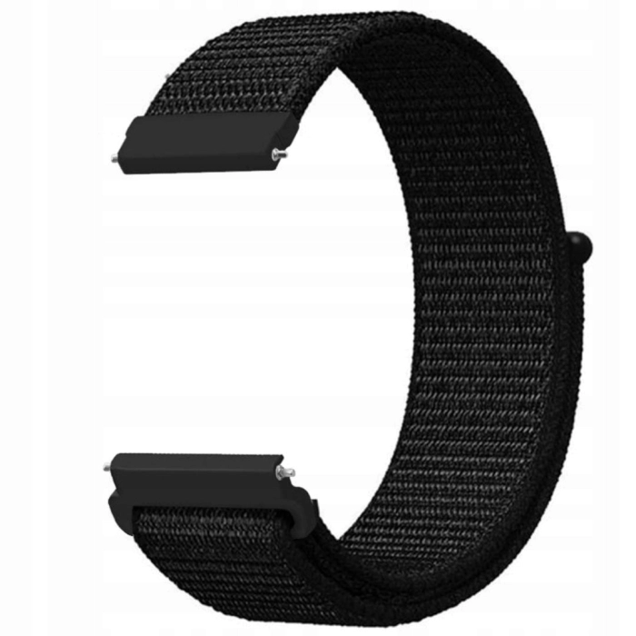 Pasek materiałowy, nylonowy do smartwatcha uniwersalny 22mm (Czarny)