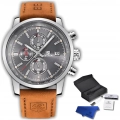 Zegarek męski skórzany Benyar - klasyczny i elegancki z chronografem + Pudełko (Szary)
