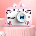 Aparat fotograficzny cyfrowy dla dzieci 40 mpx - Kotek Hello + Karta 32 GB (Różowy)