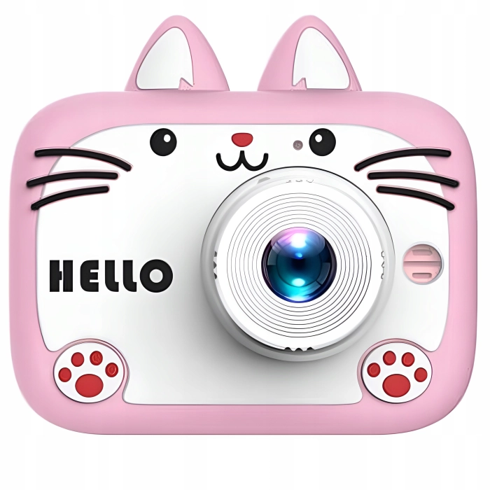 Aparat fotograficzny cyfrowy dla dzieci 40 mpx - Kotek Hello + Karta 32 GB (Różowy)