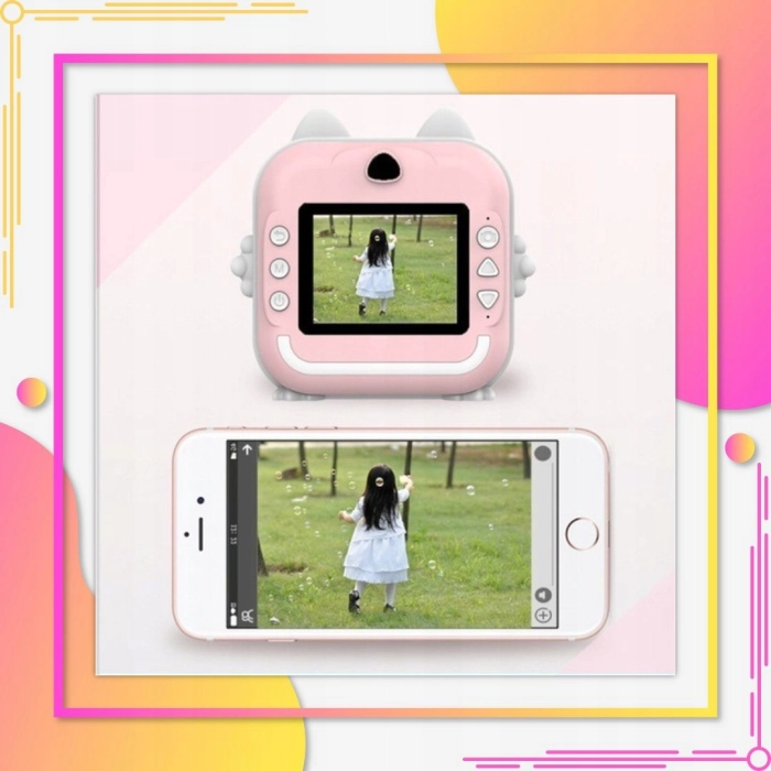 Aparat natychmiastowy fotograficzny dla dzieci z drukarką + 6 rolek (Różowy)