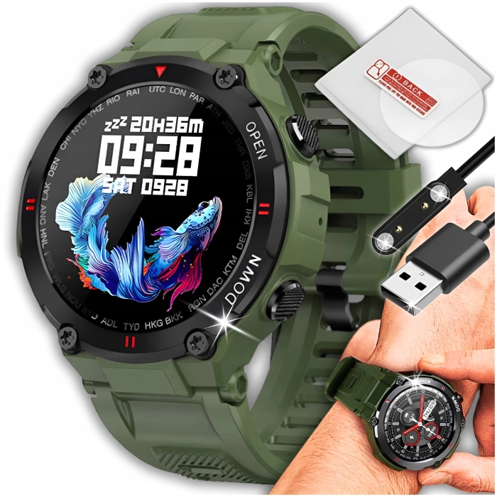 Smartwatch męski Z22 - zegarek militarny z możliwością prowadzeniem rozmów (Zielony)