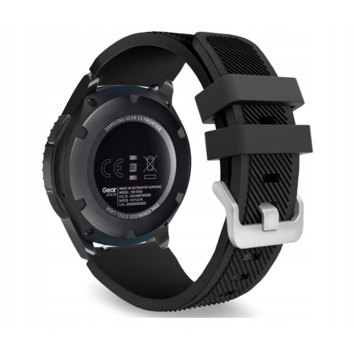 Pasek silikonowy Twill do smartwatcha uniwersalny 22mm + teleskopy (Czarny)