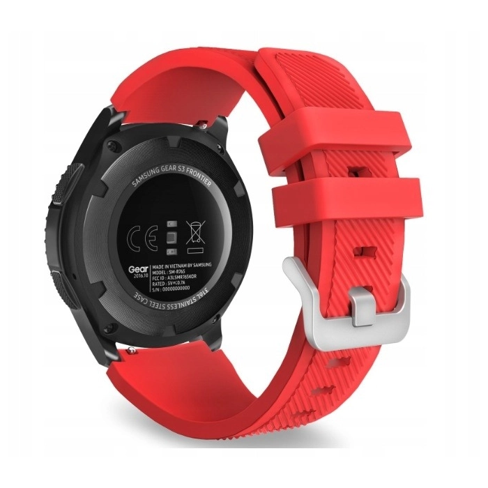 Pasek silikonowy Twill do smartwatcha uniwersalny 22mm + teleskopy (Czerwony)