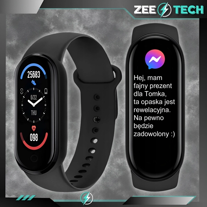 Smartwatch męski, damski Z7 - opaska sportowa z pomiarem pulsu, kroków (Czarny)