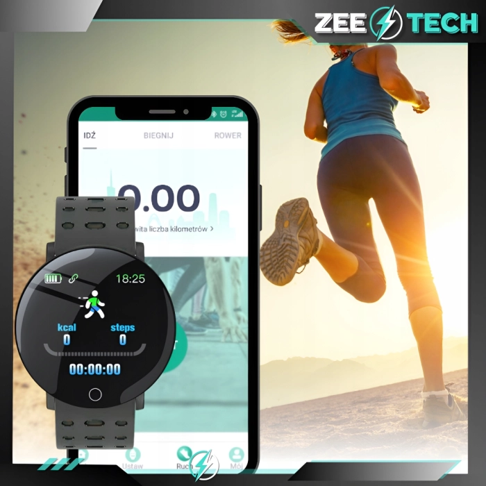 Smartwatch męski, damski Z119 - zegarek sportowy z pomiarem pulsu, kroków (Zielony)