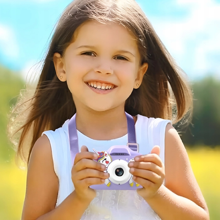 Aparat fotograficzny cyfrowy dla dzieci 40 mpx - Jednorożec + Karta 32 GB (Różowy)