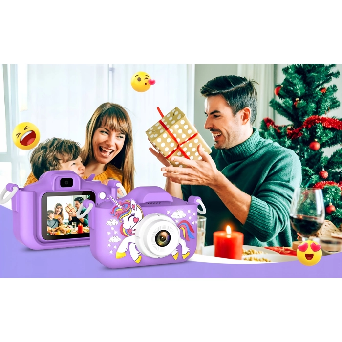 Aparat fotograficzny cyfrowy dla dzieci 40 mpx - Jednorożec + Karta 32 GB (Różowy)