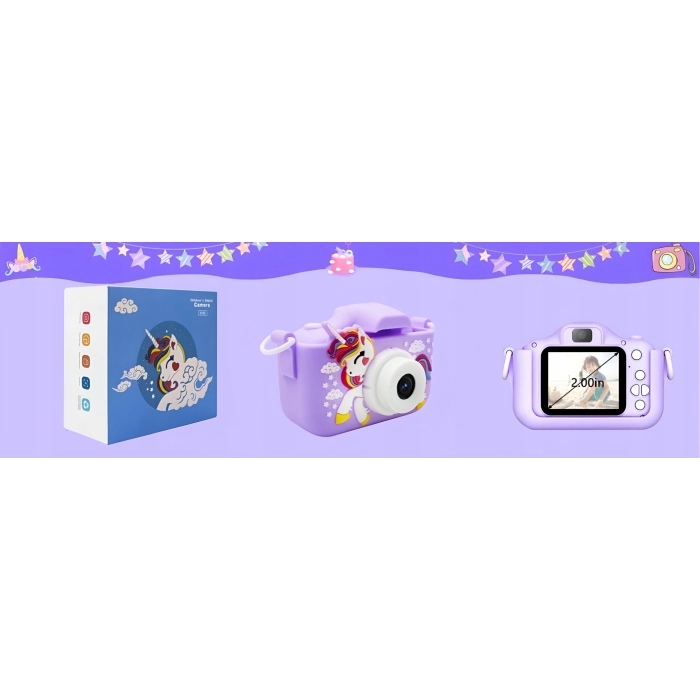 Aparat fotograficzny cyfrowy dla dzieci 40 mpx - Jednorożec + Karta 32 GB (Różowy)
