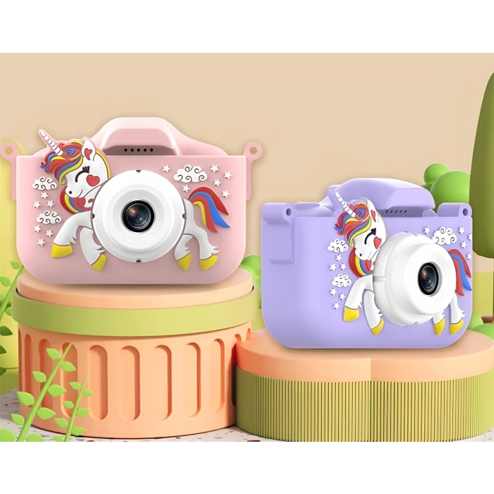Aparat fotograficzny cyfrowy dla dzieci 40 mpx - Jednorożec + Karta 32 GB (Różowy)