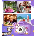 Aparat fotograficzny cyfrowy dla dzieci 40 mpx - Jednorożec + Karta 32 GB (Fioletowy)