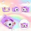 Aparat fotograficzny cyfrowy dla dzieci 40 mpx - Jednorożec + Karta 32 GB (Fioletowy)