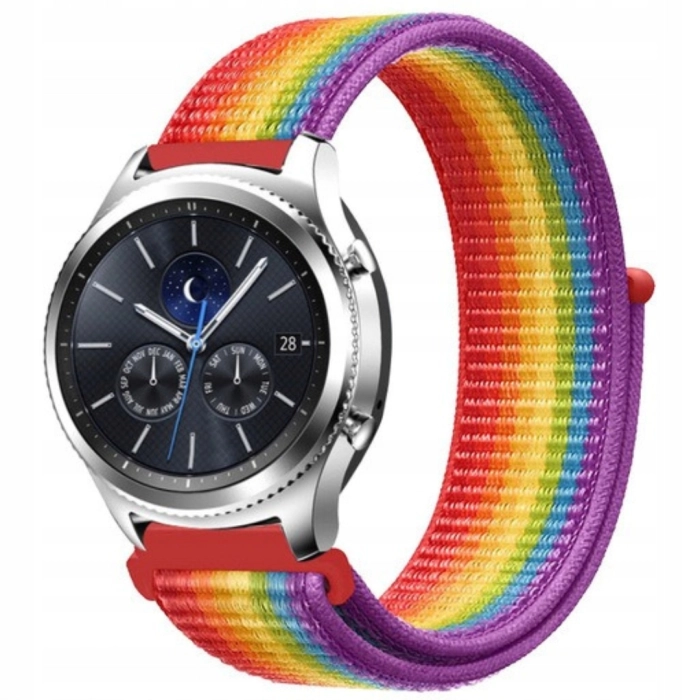 Pasek materiałowy, nylonowy do smartwatcha uniwersalny 22mm (Tęczowy)