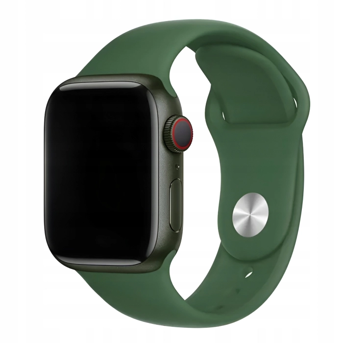 Pasek silikonowy do Apple Watch 1/2/3/4/5/6/7/8/9/SE 42mm 44mm 45mm 49mm (Ciemnozielony)
