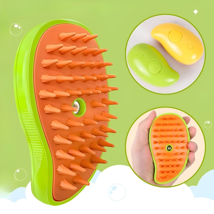 Szczotka parowa dla kota, psa - grzebień do czyszczenia zwierząt (Zielona)