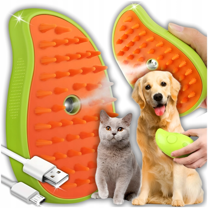 Szczotka parowa dla kota, psa - grzebień do czyszczenia zwierząt (Zielona)