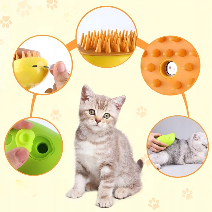 Szczotka parowa dla kota, psa - grzebień do czyszczenia zwierząt (Zielona)