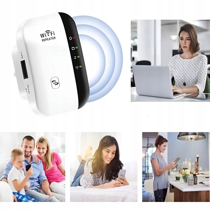 Wzmacniacz sygnału WiFi 300 mb/s + repeater z mocnym zasięgiem (2 tryby + WPS)