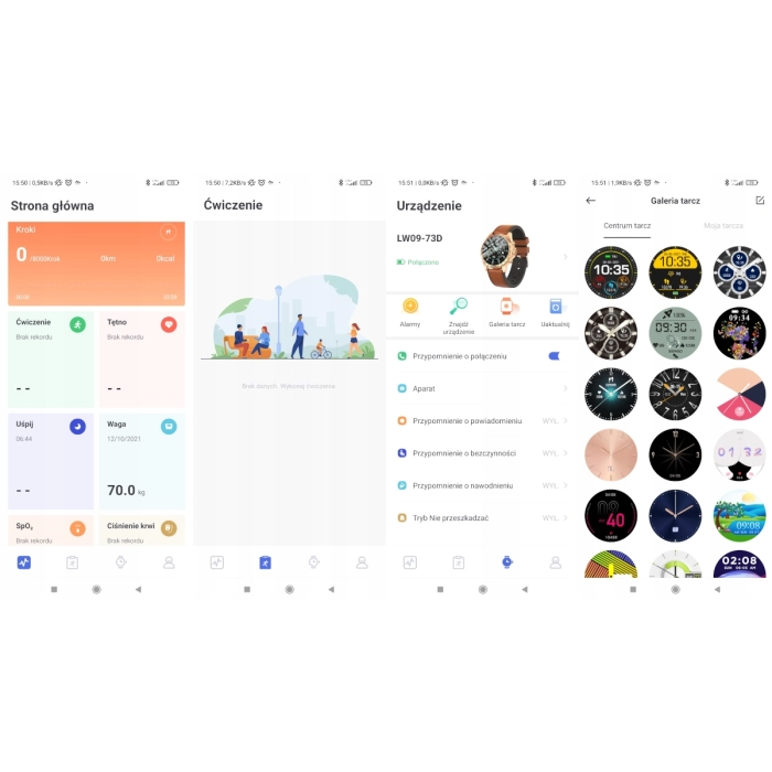 Smartwatch męski zegarek język polski powiadomienia puls skórzany pasek + szkło