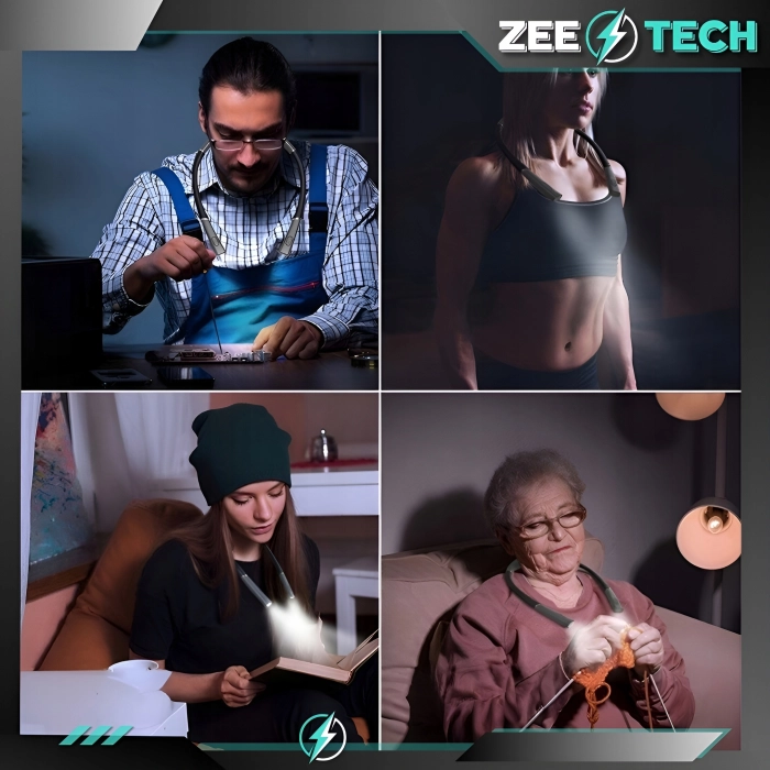 Lampka LED na szyję do czytania książek, szycia (3 barwy światła)