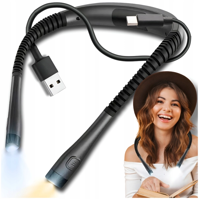 Lampka LED na szyję do czytania książek, szycia (3 barwy światła)