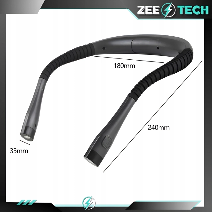 Lampka LED na szyję do czytania książek, szycia (3 barwy światła)