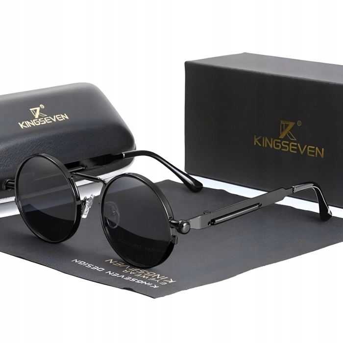 Okulary przeciwsłoneczne męskie lenonki Kingseven z polaryzacją + Etui (Szare)