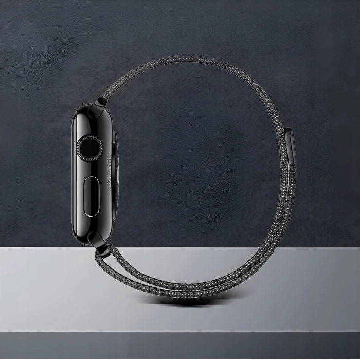 Pasek Bransoleta mesh do Apple Watch 1/2/3/4/5/6/7/8/9/SE 42mm 44mm 45mm 49mm (Czarny)