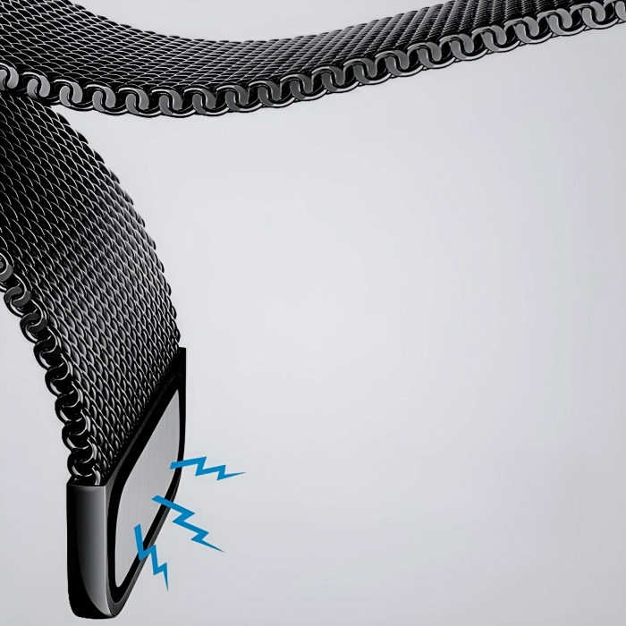 Pasek Bransoleta mesh do Apple Watch 1/2/3/4/5/6/7/8/9/SE 42mm 44mm 45mm 49mm (Czarny)