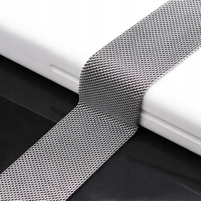 Pasek Bransoleta mesh do Apple Watch 1/2/3/4/5/6/7/8/9/SE 42mm 44mm 45mm 49mm (Srebrny)
