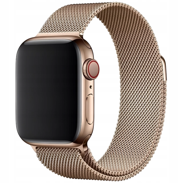 Pasek Bransoleta mesh do Apple Watch 1/2/3/4/5/6/7/8/9/SE 42mm 44mm 45mm 49mm (Różowe złoto)