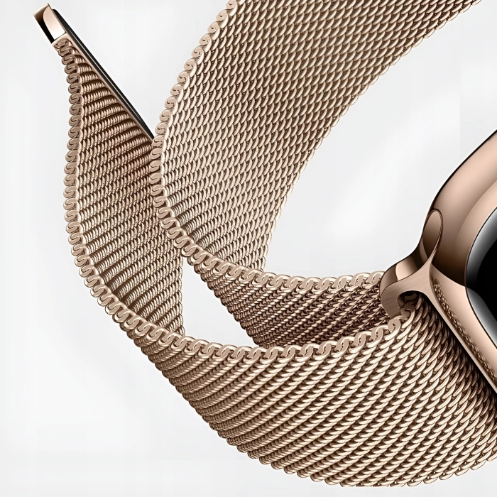 Pasek Bransoleta mesh do Apple Watch 1/2/3/4/5/6/7/8/9/SE 42mm 44mm 45mm 49mm (Różowe złoto)