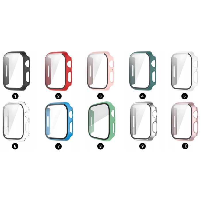 Etui + szkło do Apple Watch 4/5/6/SE 44mm - Odporny case (Czarne)