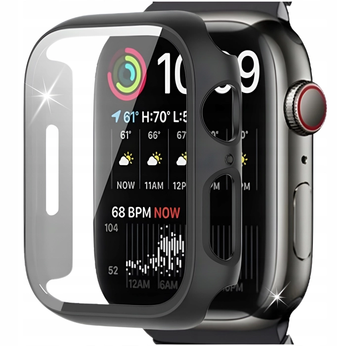 Etui + szkło do Apple Watch 7/8/9 41mm - Odporny case (Czarne)