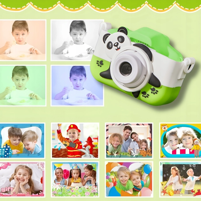 Aparat fotograficzny cyfrowy dla dzieci 40 mpx - Panda + Karta 32 GB