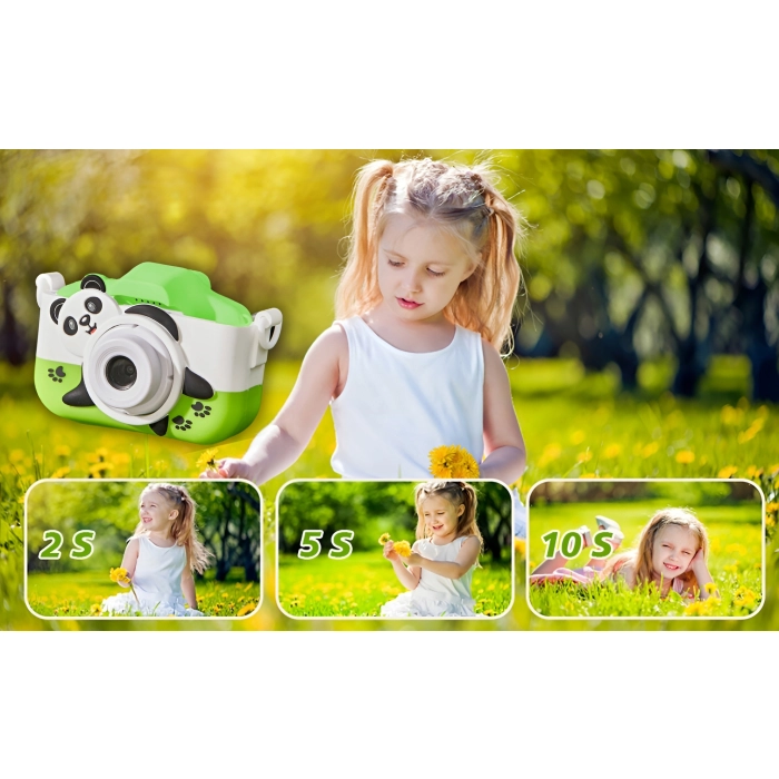 Aparat fotograficzny cyfrowy dla dzieci 40 mpx - Panda + Karta 32 GB