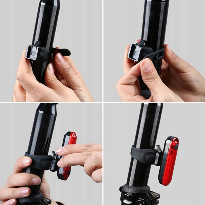 Lampka rowerowa tylna LED 50 Lm - USB, Wodoszczelna (4 tryby)