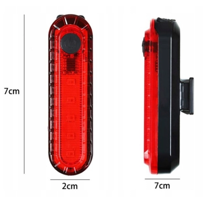 Lampka rowerowa tylna LED 50 Lm - USB, Wodoszczelna (4 tryby)