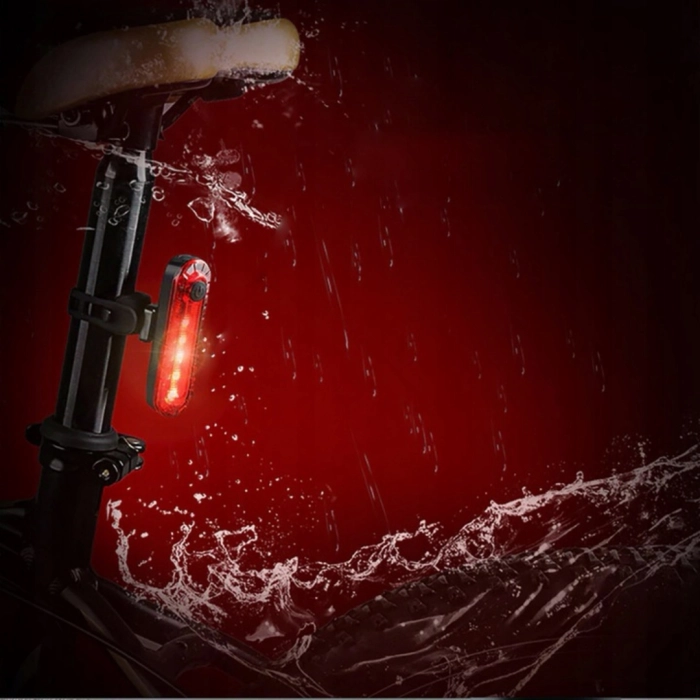 Lampka rowerowa tylna LED 50 Lm - USB, Wodoszczelna (4 tryby)