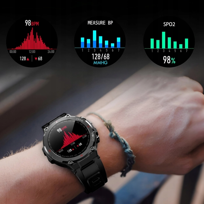 Smartwatch męski Z22 - zegarek militarny z możliwością prowadzeniem rozmów (Czarny)