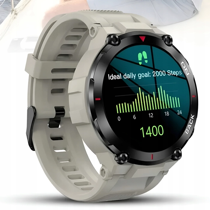 Smartwatch męski Z37 - zegarek militarny z GPS i pomiarem tętna i pulsu (Czarny)