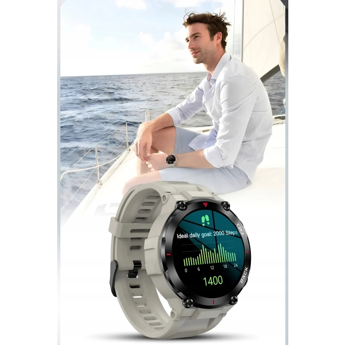 Smartwatch męski Z37 - zegarek militarny z GPS i pomiarem tętna i pulsu (Czarny)