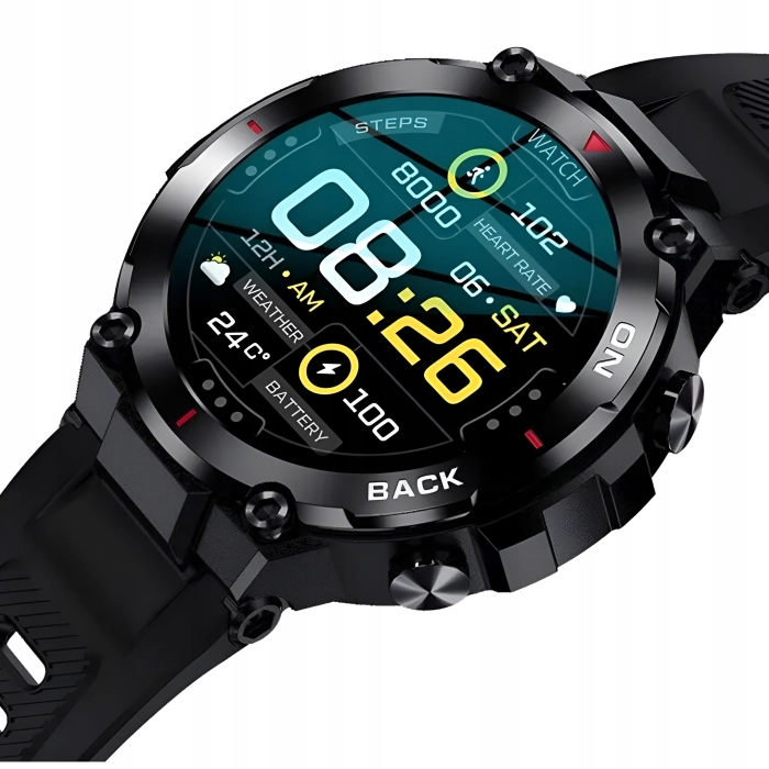 Smartwatch męski Z37 - zegarek militarny z GPS i pomiarem tętna i pulsu (Czarny)
