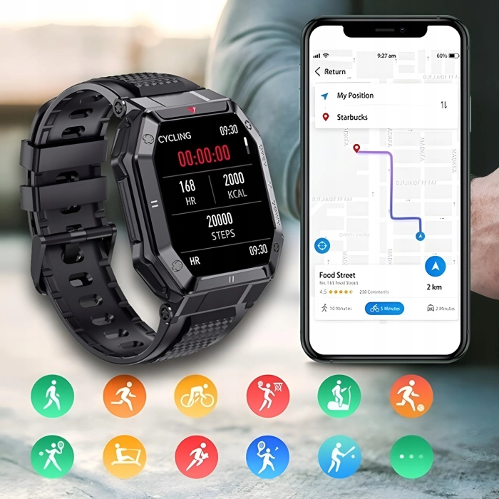 Smartwatch męski Z55 - zegarek sportowy z możliwością prowadzeniem rozmów (Czarny)